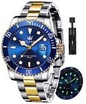 OLEVS Watches for Men with Date Business Luxury Dress Two Tone Stainless Steel Classic Analog Quartz Mens Wrist Watches Waterproof Luminous