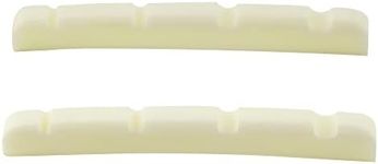 Musiclily Pro 41.91mm Slotted P Bass Bone Nut Curved Bottom for 4-String Fender Style Precision Bass, Ivory(Set of 2)