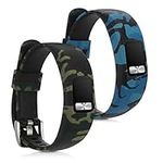 kwmobile TPU Silicone Watch Strap Compatible with Garmin Vivofit 4-2x Band - camouflage Black/Light Green/Dark Green