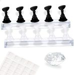 MISSELF Nail Holder for Nail Art Practice, Nail Stands for False Nails Painting, 30 pcs of adhesive putty 1 Crystal Base 2 Sets Magnetic Acrylic