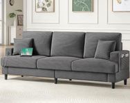 YITAHOME 3 Seater Couch with Extra Deep Seats, USB & Type-C Ports, 88" Comfy Sectional Cloud Couch with Thick Cushion Modern Corduroy Sofa for Living Room Apartment Office Bedroom, Dark Grey