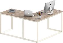 SHW Commercial-Grade L Shaped Home Office Computer Desk 55-Inch, Oak