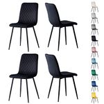 mcc direct Set of 4 Designer Velvet Fabric Dining Chairs Metal Legs Lexi Chairs (Black)