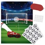 WERNNSAI Pin The Soccer on The Goal - Soccer Party Games 71cm x 53cm Poster with 24 PCS Reusable Soccer Stickers Sports Birthday Party School Activities Classroom Games for Kids Boys