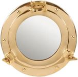 Handcrafted Trading Co. 9" Decorative Nautical Brass Porthole Mirror Vintage Wall Decor Maritime Decor and Gifts