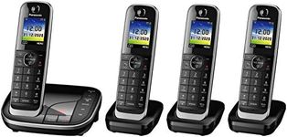 Panasonic KX-TGJ324EB Landline Phone Cordless, House phones, Nuisance Call Blocker, Answer machine, Colour Display, Quad Handset - Black