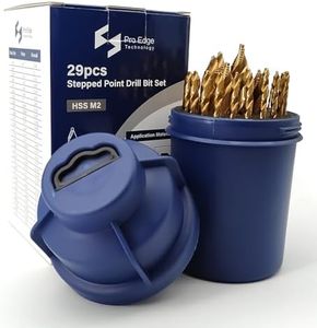 Pro Edge 29 Piece HSS Stepped Point Drill Bit Set 1/16"-1/2", Titainnium Coating 3-Flat Shank Twist Drill Bit Set for Acrylic Metal, Steel, Wood, Plastic, with Round Case