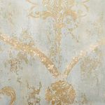 Wallpaper Gold Regal Damask on Aqua Textured Background