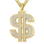 HAIAISO Fake Gold Chain with Dollar Sign Pendant Necklace 18K Gold Plated Money Sign Necklace Hip Hop Chain Necklace for Men Women