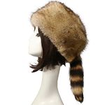 Bemvp Warm Raccoon Tail Cap Winter Ski Hat Windproof Cap Thick Plush Cap Classic Raccoon Hat for Men Women