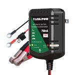 TANKPOW 750mA Battery Charger,12V Car Battery Charger,Float Charger,Trickle Charger and Battery Maintainer for Automotive,Car,Motorcycle,Lawn Mower,SLA AGM Gel Lead-Acid Batteries