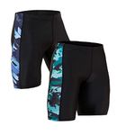 WMX Unisex Compression Sports Shorts Half Tights Combo Pack (M, Blue+Sky Blue)