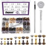 Swpeet 600 Sets 4 Colors 6mm 8mm 12mm Leather Rivets Double Cap Rivets with 3Pcs Fixing Tools Assortment Kit, Leather Rivets Double Cap Rivets Tubular for DIY Leather Craft Clothes Shoes