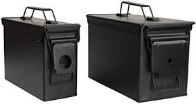 Tactical45 Metal Ammo Box Set - 30 and 50 Cal Black Ammo Storage Containers Ammo Cans with Flip Top for Military or Home