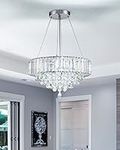 HOPGGIE Modern Chandelier Crystal Ceiling Light LED Chandelier Light Fixture Chandelier for Living Room Bedroom Dinning Room Lights (Chrome,White)