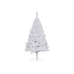 FIZZYTECH 4 ft White Artificial Christmas Tree, 300 Branch Tips Hinged Spruce with Metal Stands, Easy Assembly, for Xmas Holiday Home Party Decoration