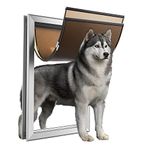 SmarketBuy Aluminium Large Dog Door 17.5" W x 27.7" H Weatherproof Aluminum Frame Pet Door with Sliding Lock Panel Easy to Install Durable Magnetic Double Flaps Pet Door for Dogs Up to 220LBS