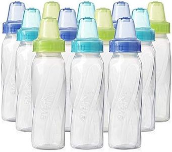 Evenflo Feeding Classic Clear Plastic Standard Neck Bottles for Baby, Infant and Newborn - Teal/Green/Blue, 8 Ounce (Pack of 12)