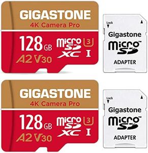 Gigastone 128GB 2-Pack Micro SD Card, 4K Camera Pro, 4K Video Recording for GoPro, Action Camera, DJI, Drone, R/W up to 100/50 MB/s MicroSDXC Memory Card UHS-I U3 A2 V30