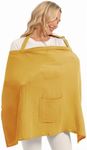 Wimst Muslin Nursing Cover Breastfeeding for Women, Soft and Breathable Breastfeeding Cover with Rigid Hoop for Nursing Apron (Mustard Yellow)