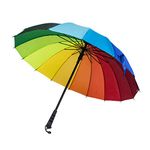 Mengshen Large Color Rainbow Umbrella 16 Ribs for Super Strength Extra Strong Straight Umbrella Auto Open and Manual Close Anti-UV