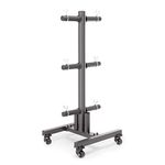 MARCY 6-Peg Olympic Plate Rack and Vertical bar Holder with Clips and Transport Wheels for 2-Inch Weight Plates PT-5856, Black, One Size