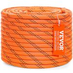 VEVOR Double Braided Polyester Rope, 3/8 in x 120 ft, 48 Strands, 4000 LBS Breaking Strength Outdoor Climbing Rope, Arborist Rigging Rope for Rock Hiking Camping Swing Rappelling Rescue, Orange/Black