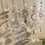 WIOR Crystal Suncatchers, 6 Pieces Sun Catchers, Colorful Crystals Suncatcher Hanging Sun Catcher with Chain Suncatchers Kit for Window Car Home Garden Christmas Day Party Wedding Decoration Gift