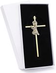 DCCXN Baby Wall Cross Baptism Gifts for Girls, 6 Inch Gold Praying Baby Girl Crosses for First Holy Communion, Christening, Baptismal Cross Decor-Gold Baby Girl Crosses