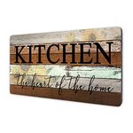 Smarten Arts Farmhouse Kitchen Signs Wall Decor Funny Kitchen Wall Art-Kitchen is The Heart of The Home-Sunflower Themed Printed Large Wood Signs Kitchen Wall Decor Home Decorations 16" x 8"