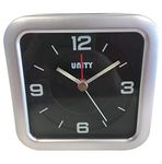 Unity Square Beep Alarm Clock-49021, Silver & Black, 9.5 x 9.5 x 4.5 cm