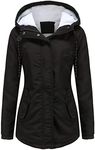 MODFUL Women's Warm Winter Coat Thicken Fleece Lined Parka Plus Size Jacket With Hood, Black, Small