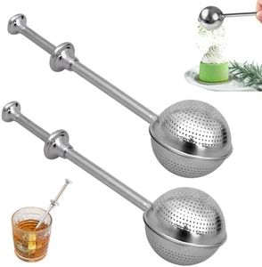 2 PCS Flour Sifter, Loose Tea Diffuser Portable Tea Strainer with Handle Tea Filter Powder Sugar Shaker Sifter Duster Baker's Dusting Wand Dispenser for Flour Spices Flour Sprinkler for Bread Baking