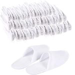 30 Pairs Disposable Spa Slippers Velvet Closed Toe Slippers for Hotel, Home, Guest Use, Fits up to US Men Size 10 and Women Size 11, White