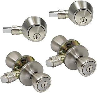 Pro-Grade 2-Pack Mobile Home Keyed Entry Door Knob and Deadbolt Combo, Satin Nickel