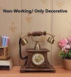 TrenDec Decorative Telephone with Wooden Base | Rotary Dial Home and Office Telephone | Retro Antique Telephone | Showpiece for Home and Office | Telephone for Home Décor (Non-Working Telephone)