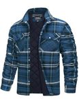 TACVASEN Padded Shirts Men Quilted Lumberjack Shirts Casual Plaid Flannel Jacket Long Sleeve Fleece Work Shirt with Pockets Blue Grey,M