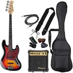PhotoGenic Electric Bass Beginner Light Set JB Type JB-240/SB Sunburst [Soft Case, Shield, Amplifier, Tuner, Strap, Pick, Pick Case, Strings, Adjustment Wrench Included)