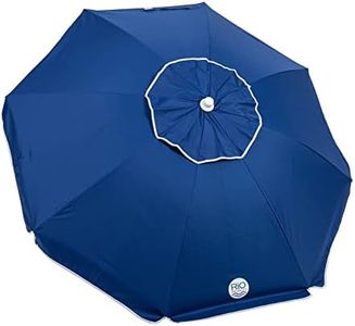 Rio Brands 7' UPF 50+ Beach Umbrella with Integrated Sand Anchor, Blue