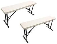 EAZYGOODS 2 x FOLDING PLASTIC PICNIC BENCH PORTABLE OUTDOOR CAMPING GARDEN PARTY BBQ - NEXT WORKING DAY DELIVERY ***