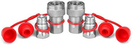 1/2" Ag Hydraulic Quick Connect Tractor Couplers with Dust Caps,Poppet Pioneer Style ISO 5675 Hydraulic Quick Coupler