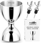Jigger for Bartending, 2 oz 1 oz Bartender Jigger Stainless Steel, Double Cocktail Jiggers with Internal Measurements, Bar Tool for Bartending, Shot Drink Measurer for Cocktails (1Jigger, 2 Auto Pour)