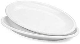 Yesland 2 Pack 16" Porcelain Large Oval Serving Plates, White Oval Serving Platters Dishes for Serving Food, Appetizers, Dessert, Meat, Sushi, Fish, Party