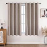 CUCRAF 100% Blackout Curtains Linen Thermal Curtains 54 Inch Drop 2 Panels Soft Texture Energy Saving Sun Blocking Eyelet Curtains for Bedroom Living Room 46 X 54 Inch