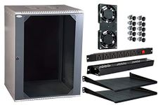 MASS RACK 15U 550X450mm Rack with PDU 6 Socket, 10" Tray(2 Nos), Cable Organiser 1U Closed, 2 Fan & Hardware Kit - Combo Pack