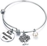 BEKECH Spanish Grandma Jewelry Abuelita Expandable Wire Bangle Bracelet Abuela Jewelry for Abuelita New Abuela from Grandchildren (Silver Best Abuelita Ever)