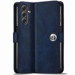 TheGiftKart Flip Cover Back Case for Samsung Galaxy M15 / F15 / M15 5G Prime Edition | Genuine Leather Finish | Designer Button | Inbuilt Pockets & Stand | Flip Back Cover Case (Faux Leather, Blue)