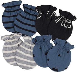 Grow by Gerber baby-boys 4-pack Mittens, Black/White/Grey/Blue, 0-3 Months