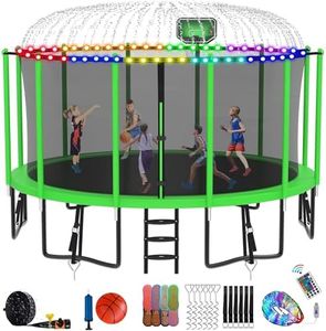 DeepRoar 1500 LBS 15FT Tranpoline with Safety Enclosure Net, Outdoor Recreational Tranpoline, Basketball Hoop, Spring Pad, Ladder, Combo Bounce Jump Tranpoline, Large-Scale Tranpoline for Kids/Adluts