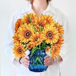 Freshcut Paper Pop Up Cards, Paper Flower Bouquet 3D Popup Greeting Cards with Note Card & Envelope, Birthday Card, Anniversary Card, Get Well Gifts for Women, 12" Sunflowers